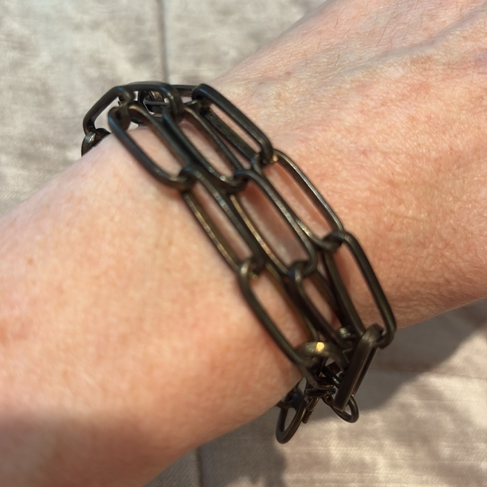 Three Layer Chain Link Toggle Bracelet 9” - image 3